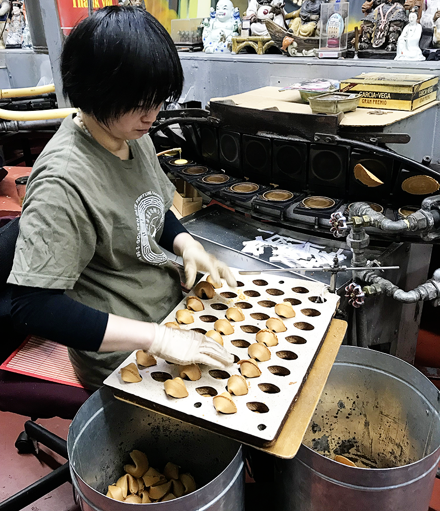 The Golden Gate Fortune Cookie Factory in San Francisco Chinatown