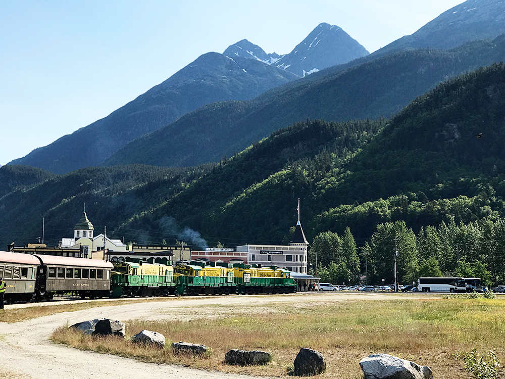 Riding the White Pass & Yukon Route Railroad in Skagway, Alaska. One of the best excursions for your Alaska cruise!