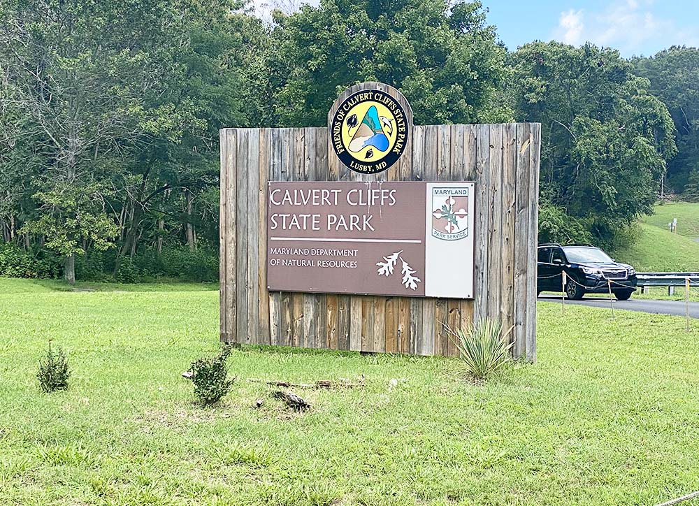Sign for Calvert Cliffs State Park in Maryland