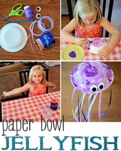 Paper Bowl Jellyfish {Beach Crafts for Kids}